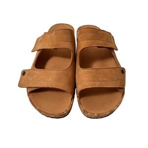 Pandere Women’s Conga Slide Camel Beige Wide Slip On Sandals Size 12 NWOT